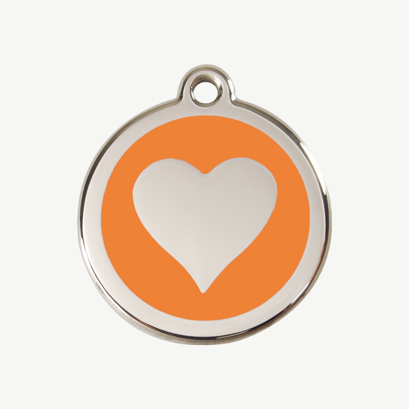 Médaille cœur à graver, coloris orange, taille M