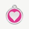 Médaille cœur à graver, coloris rose bonbon, taille M