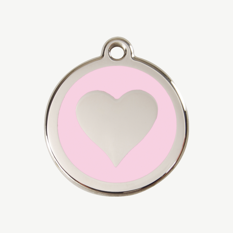 Médaille cœur à graver, coloris rose clair, taille M