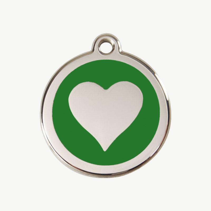 Médaille cœur à graver, coloris vert, taille M