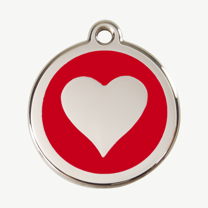 Médaille cœur à graver, coloris rouge, taille L