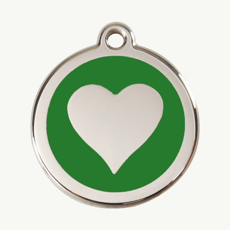 Médaille cœur à graver, coloris vert, taille L