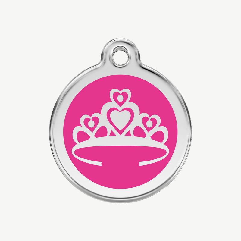 Médaille couronne à graver, coloris rose bonbon, taille M