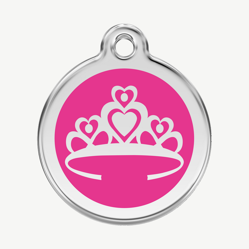 Médaille couronne à graver, coloris rose bonbon, taille L