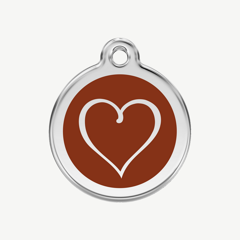 Médaille cœur tribal à graver, coloris marron, taille M