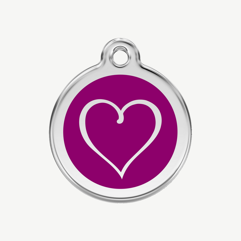 Médaille cœur tribal à graver, coloris violet, taille M