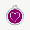 Médaille cœur tribal à graver, coloris violet, taille M