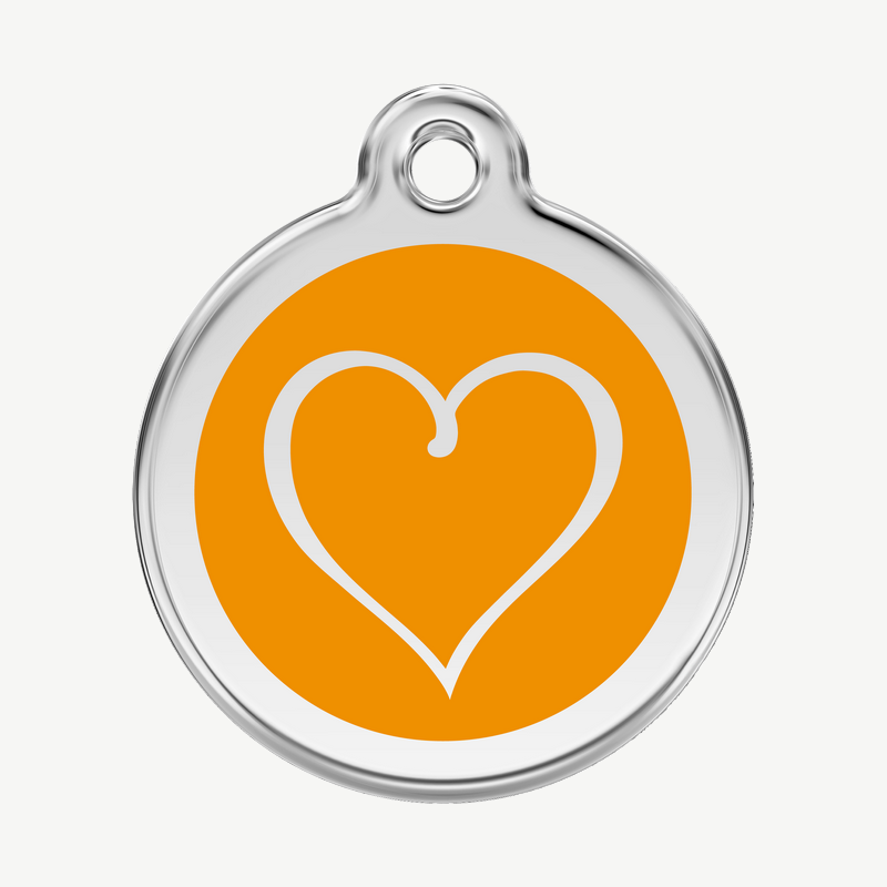 Médaille cœur tribal à graver, coloris orange, taille L