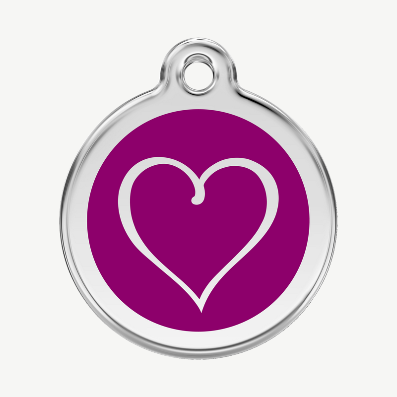 Médaille cœur tribal à graver, coloris violet, taille L