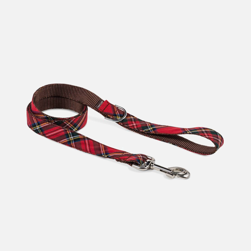 Laisse pour chien en nylon, avec tissu tartan écossais