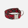 Collier pour chien en nylon, avec tissu tartan écossais