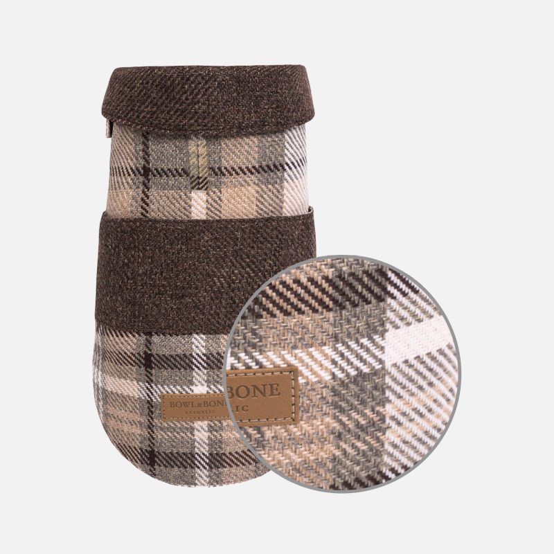 Manteau en tweed pour chien, coloris brun et crème