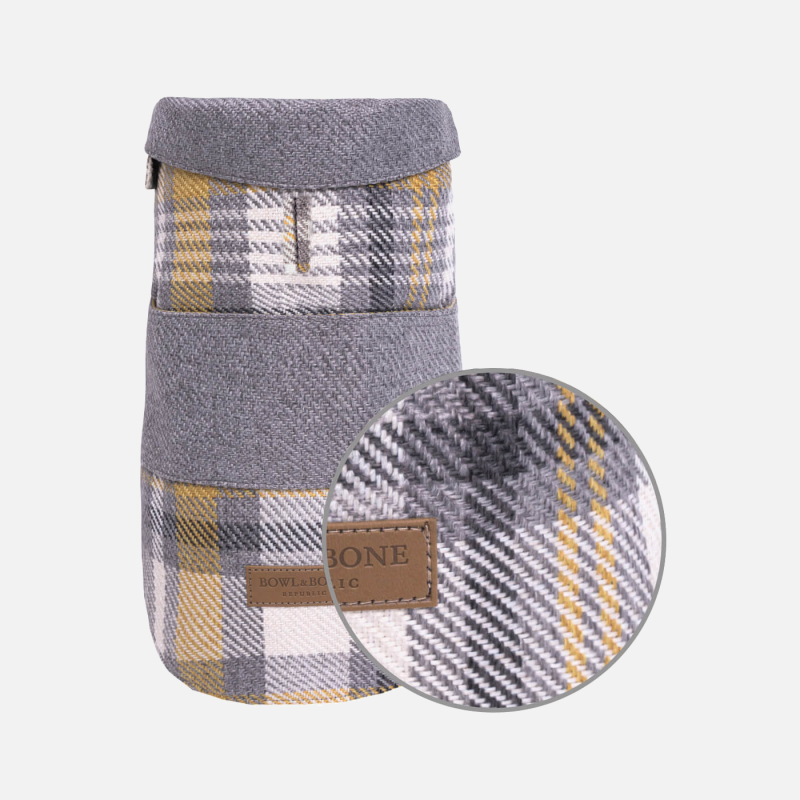 Manteau en tweed pour chien, coloris gris et jaune