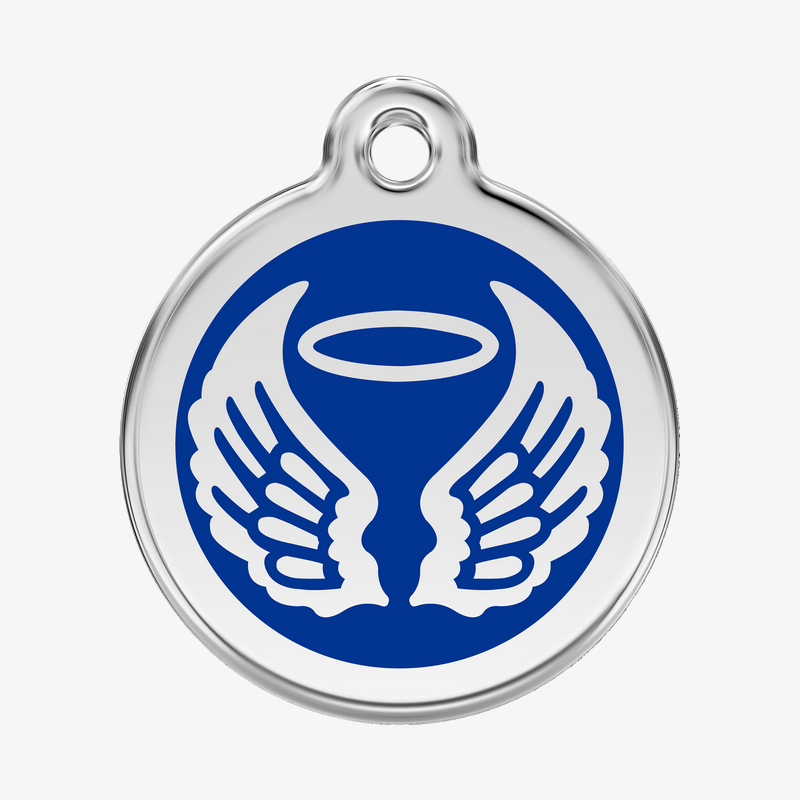 Médaille ailes d'ange à graver, coloris bleu foncé, taille L