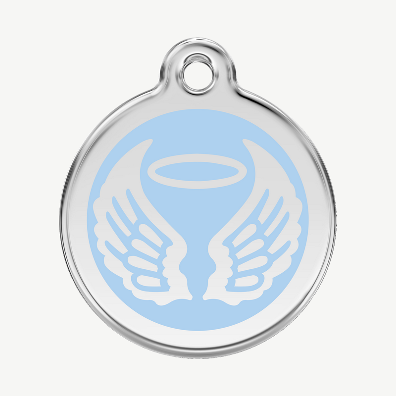 Médaille ailes d'ange à graver, coloris bleu clair, taille L