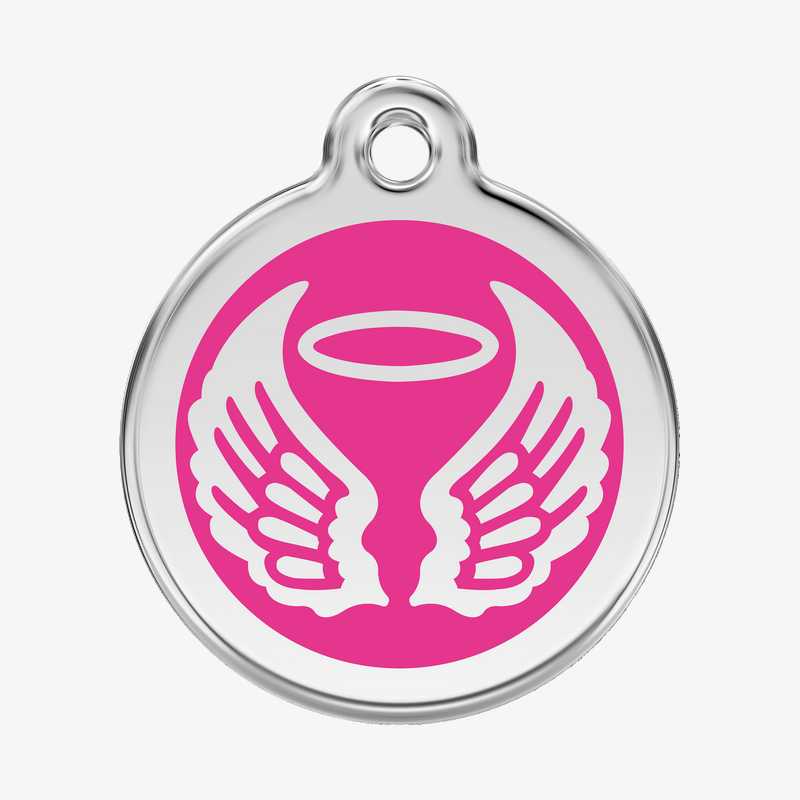 Médaille ailes d'ange à graver, coloris rose bonbon, taille L