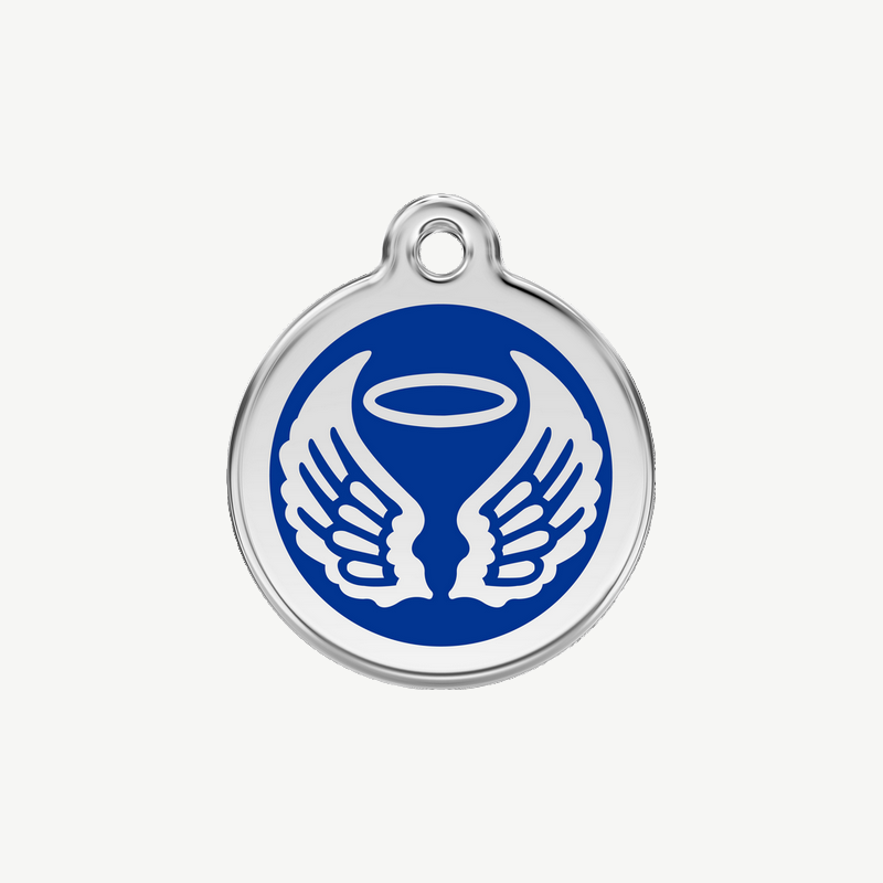 Médaille ailes d'ange à graver, coloris bleu foncé, taille S