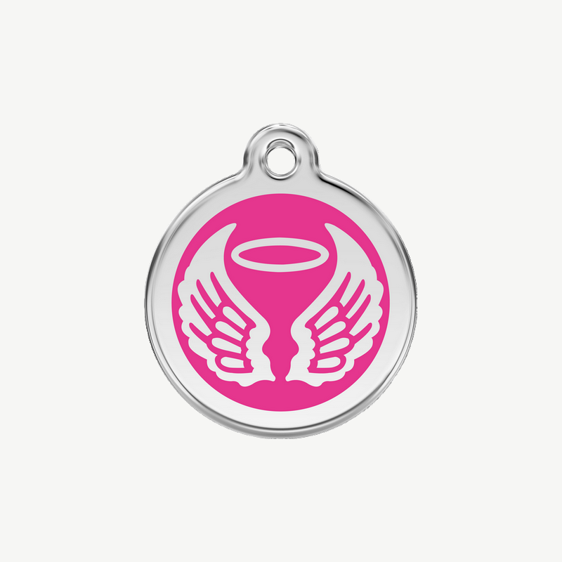 Médaille ailes d'ange à graver, coloris rose bonbon, taille S