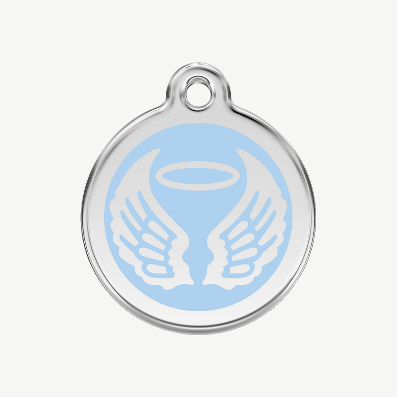 Médaille ailes d'ange à graver, coloris bleu clair, taille M
