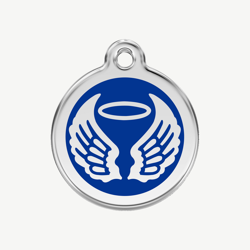 Médaille ailes d'ange à graver, coloris bleu foncé, taille M
