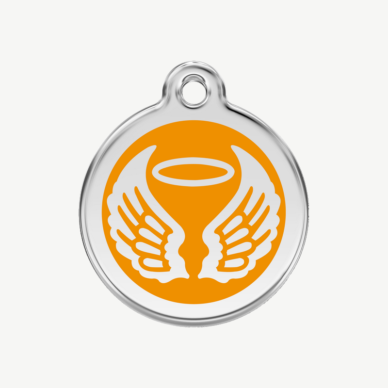 Médaille ailes d'ange à graver, coloris orange, taille M
