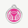 Médaille ailes d'ange à graver, coloris rose bonbon, taille M