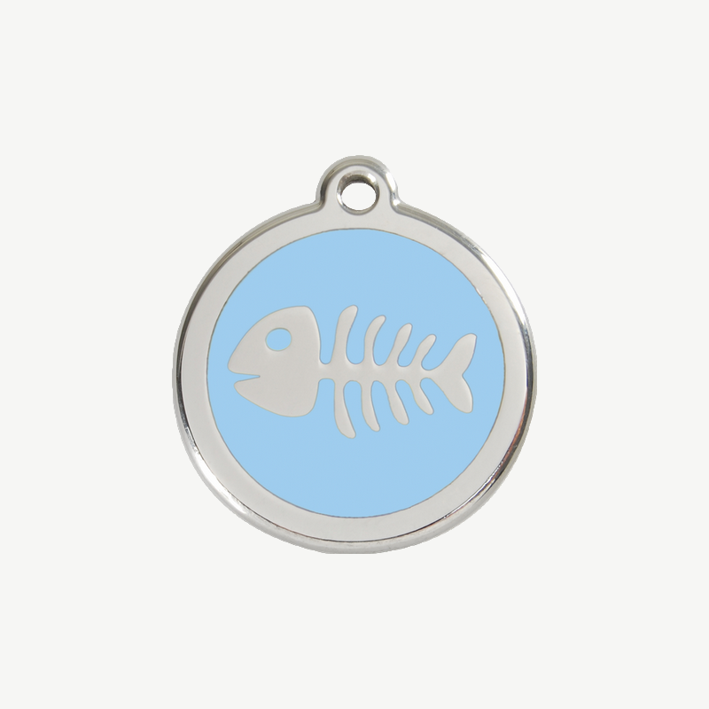 Médaille arête de poisson à graver, coloris bleu clair, taille S