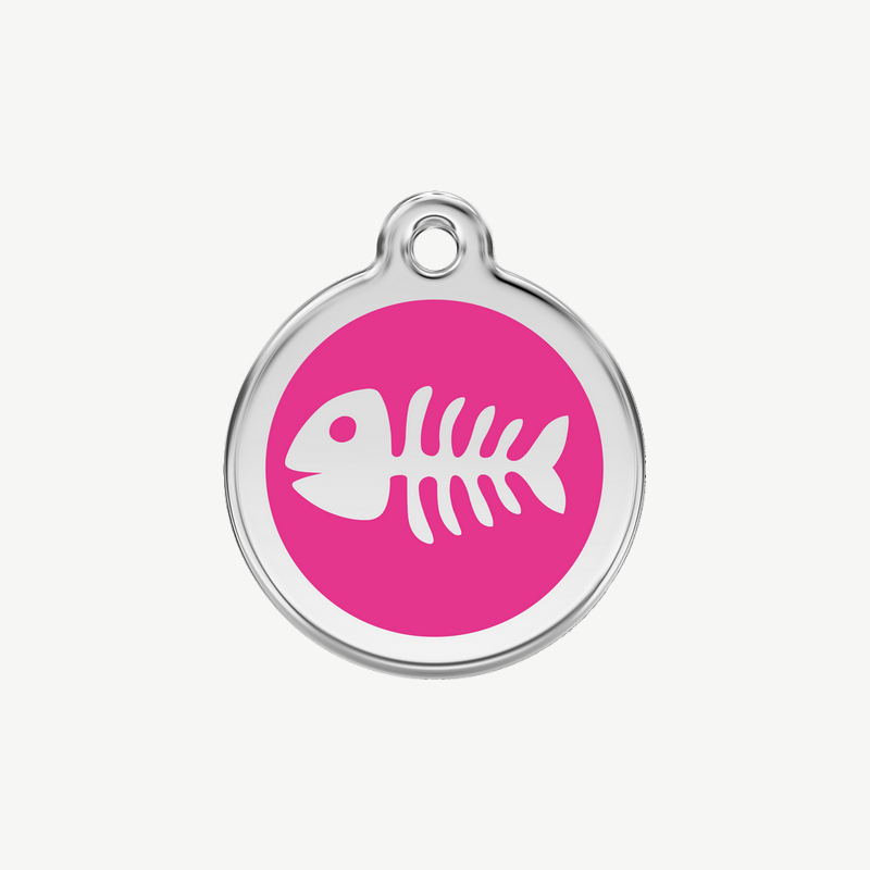 Médaille arête de poisson à graver, coloris rose bonbon, taille S