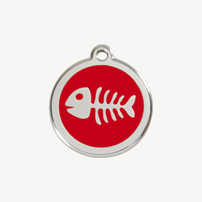 Médaille arête de poisson à graver, coloris rouge, taille S