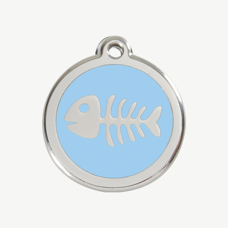 Médaille arête de poisson à graver, coloris bleu clair, taille M