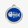 Médaille arête de poisson à graver, coloris bleu foncé, taille M