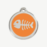 Médaille arête de poisson à graver, coloris orange, taille M