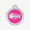 Médaille arête de poisson à graver, coloris rose bonbon, taille M