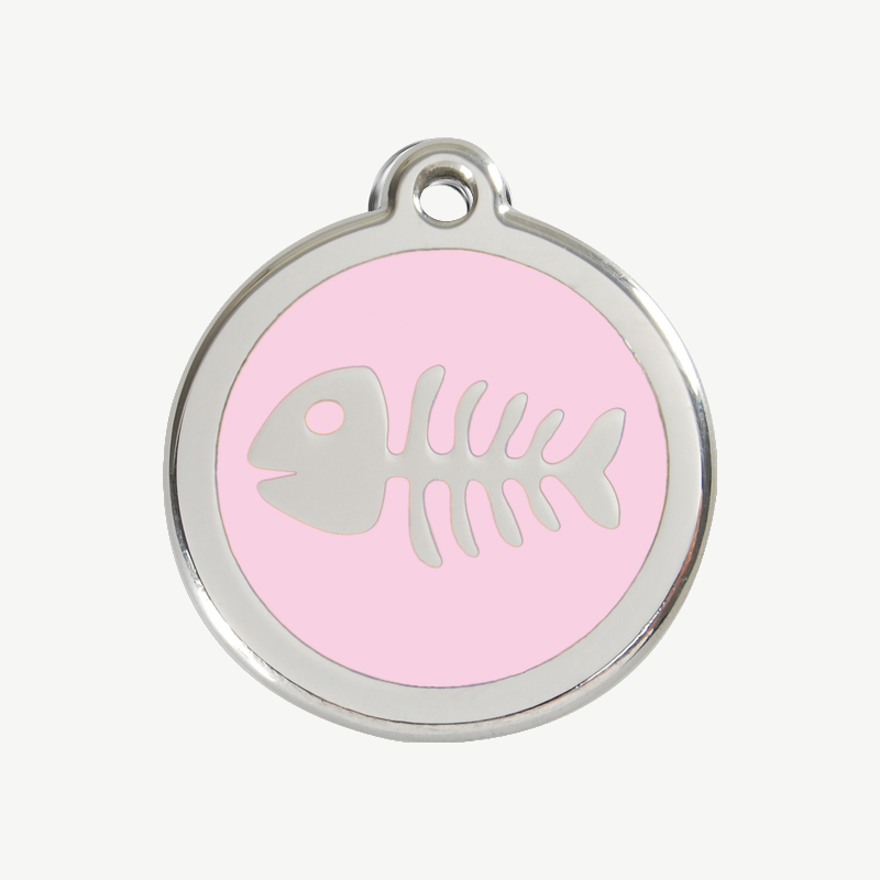 Médaille arête de poisson à graver, coloris rose clair, taille M