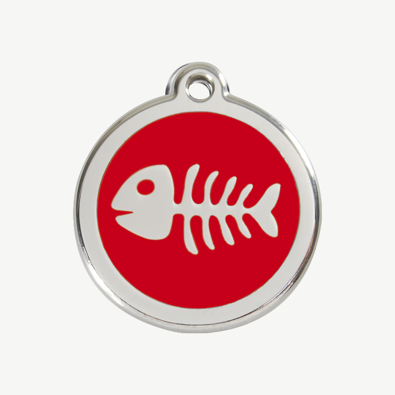 Médaille arête de poisson à graver, coloris rouge, taille M