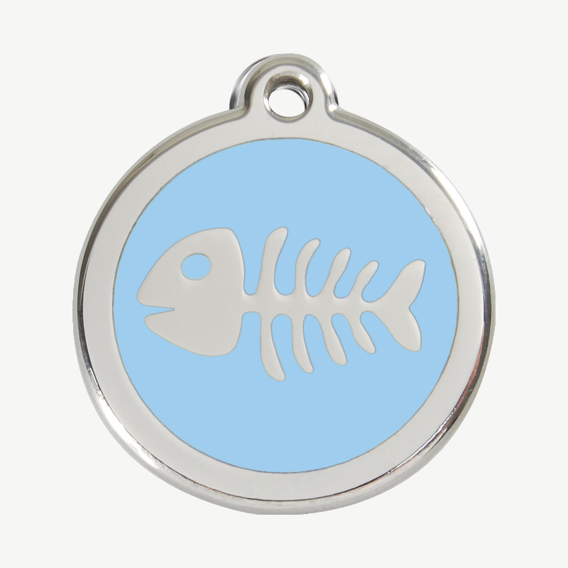 Médaille arête de poisson à graver, coloris bleu clair, taille L