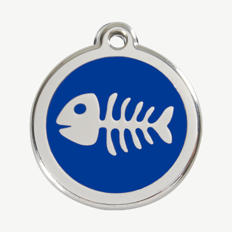 Médaille arête de poisson à graver, coloris bleu foncé, taille L