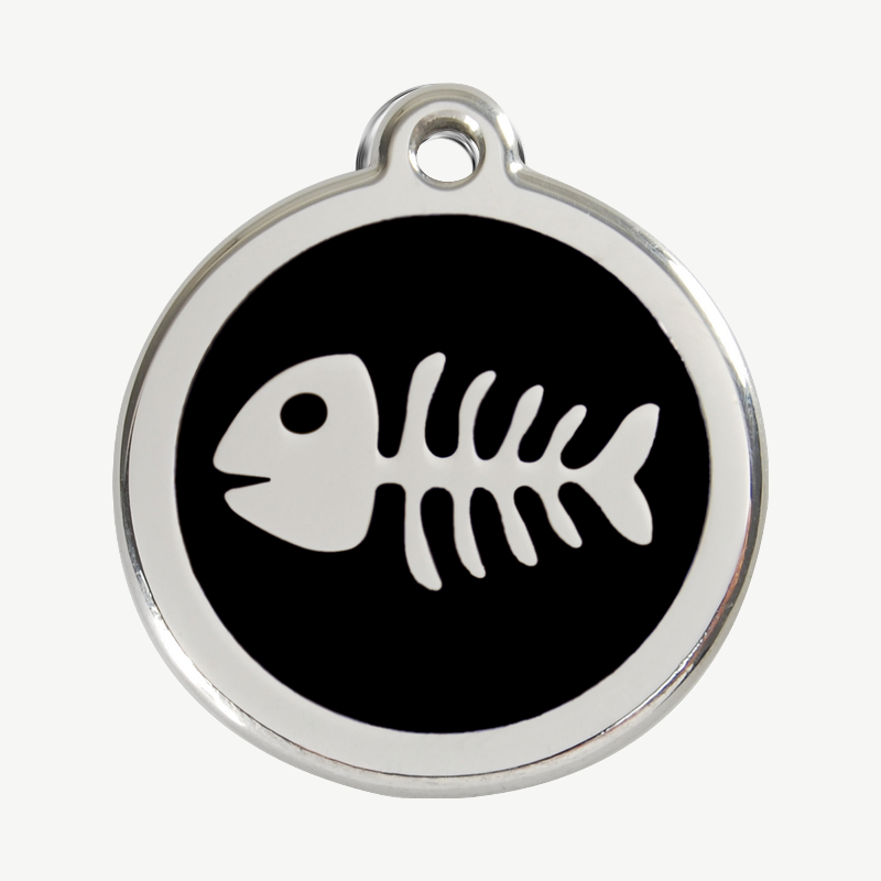 Médaille arête de poisson à graver, coloris noir, taille L