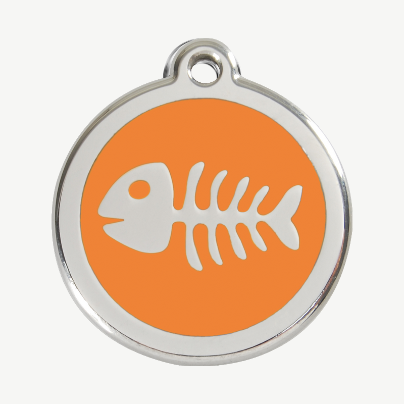 Médaille arête de poisson à graver, coloris orange, taille L