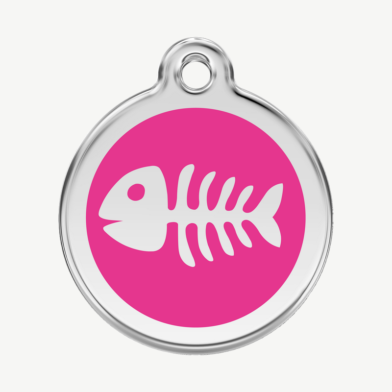 Médaille arête de poisson à graver, coloris rose bonbon, taille L