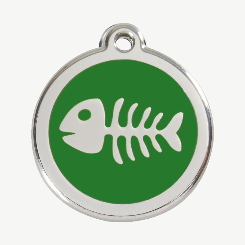 Médaille arête de poisson à graver, coloris vert, taille L