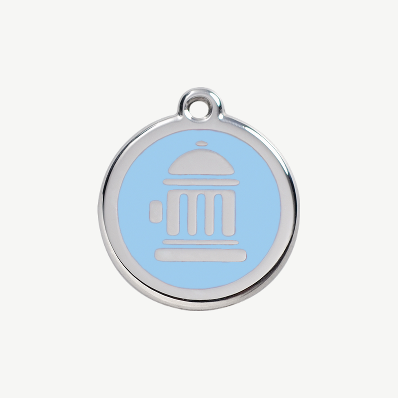 Médaille borne d'incendie à graver, coloris bleu clair, taille S