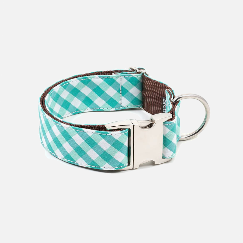 Collier avec tissu estampé vichy vert