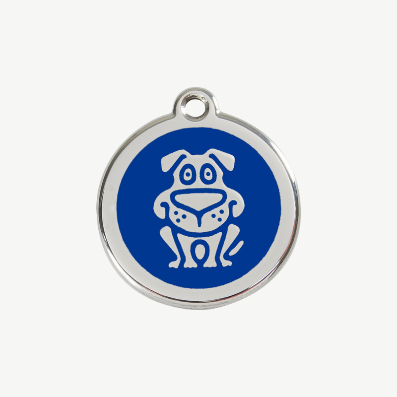 Médaille chien à graver, coloris bleu foncé, taille S