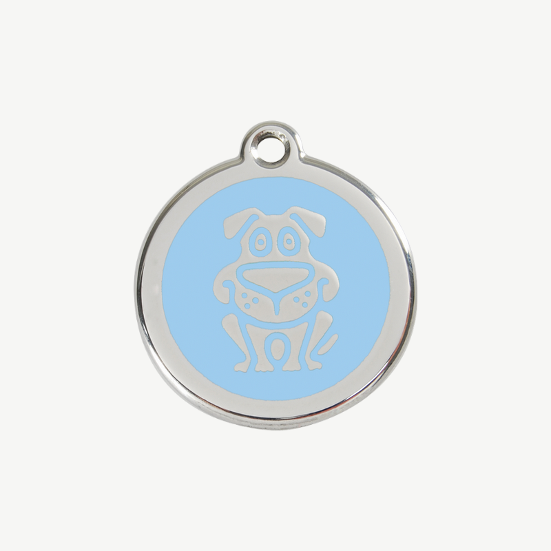 Médaille chien à graver, coloris bleu clair, taille S