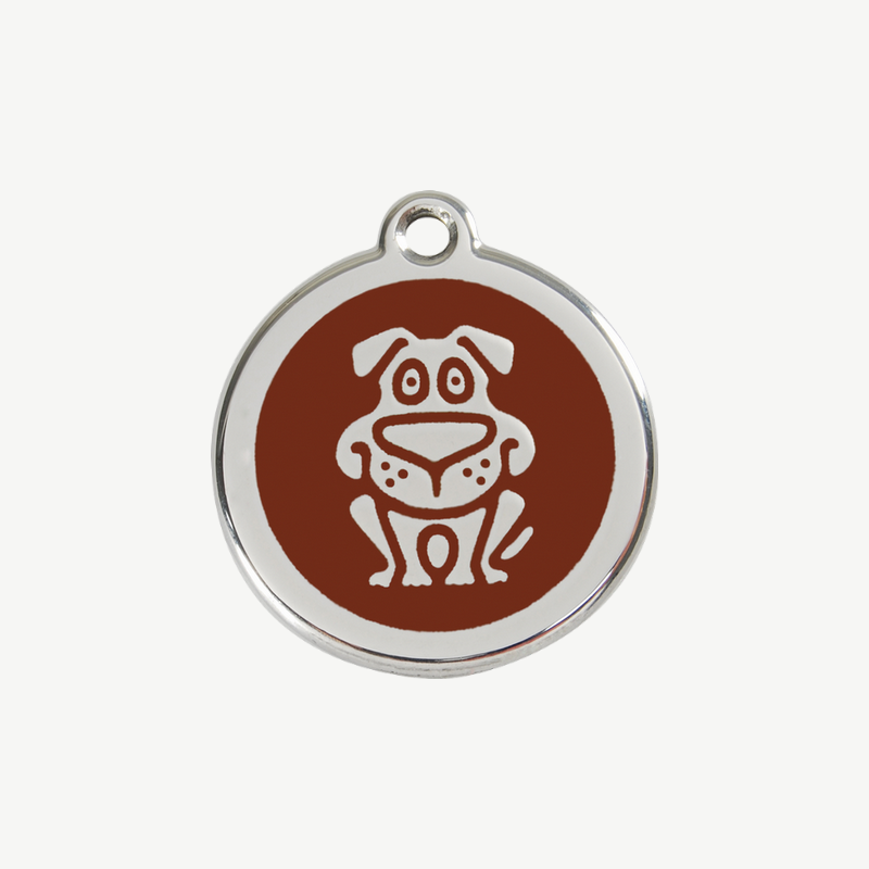 Médaille chien à graver, coloris marron, taille S