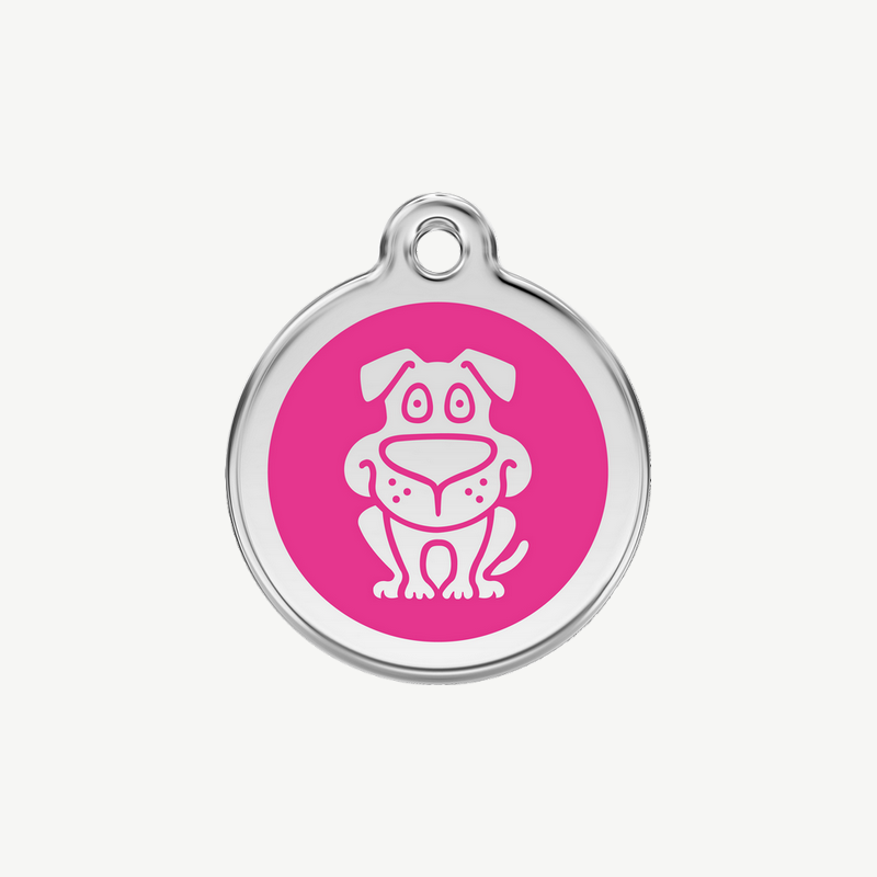 Médaille chien à graver, coloris rose bonbon, taille S