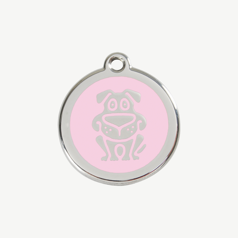 Médaille chien à graver, coloris rose clair, taille S