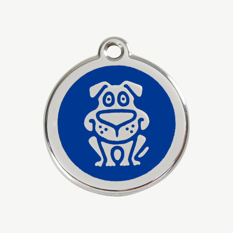 Médaille chien à graver, coloris bleu foncé, taille M