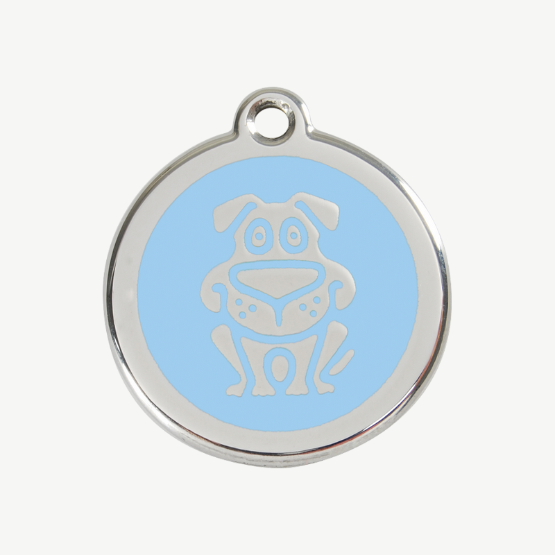 Médaille chien à graver, coloris bleu clair, taille M